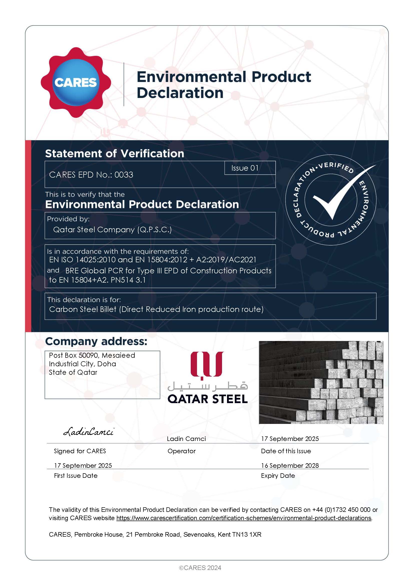 Qatar Steel Company (Q.P.S.C.) EPD